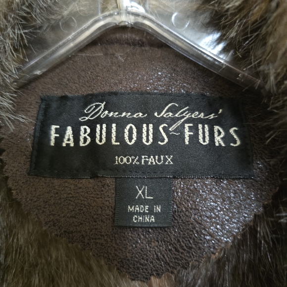 Fabulous Furs Donna Salyers Cascading Faux Fur Maxi Coat XL Brown - Picture 2 of 7